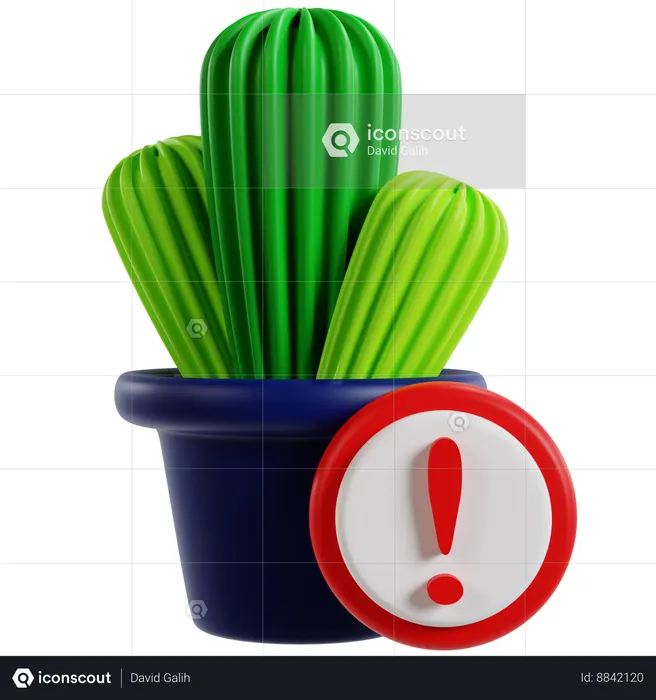 Cactus Error Alert Notification  3D Icon