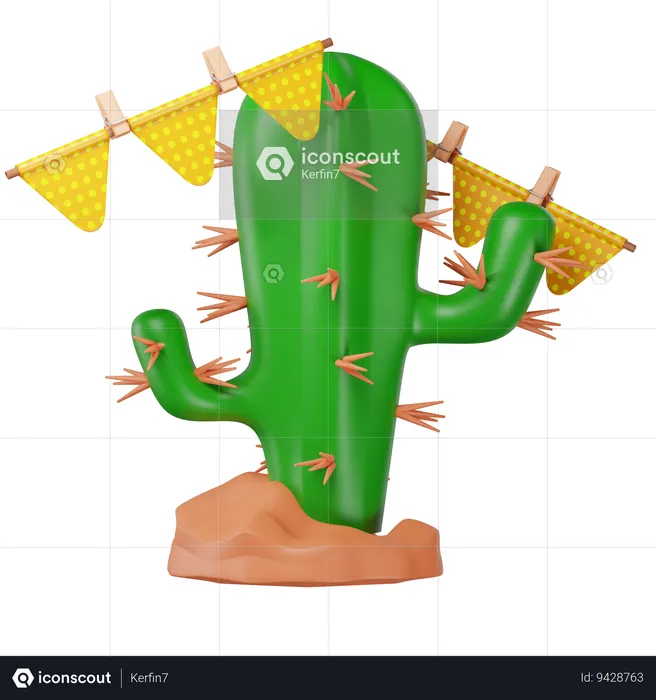 Cactus y banderines  3D Icon