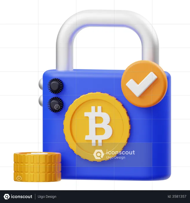 Cadeado bitcoin  3D Illustration