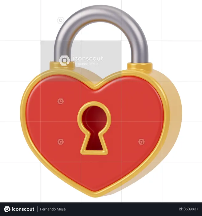Cadeado de coração  3D Icon