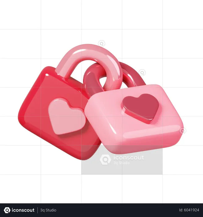 Cadeados de amor  3D Icon