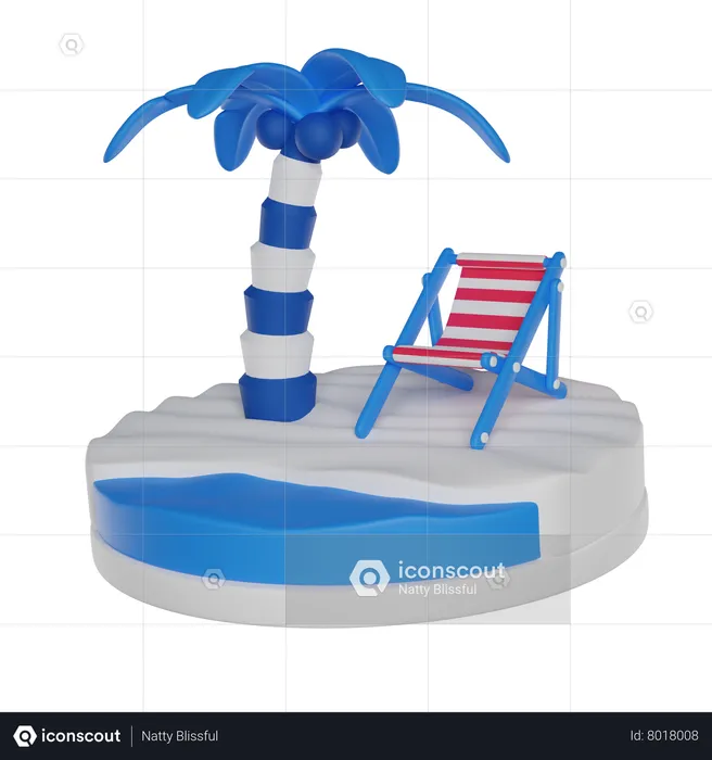 Cadeira de praia  3D Icon