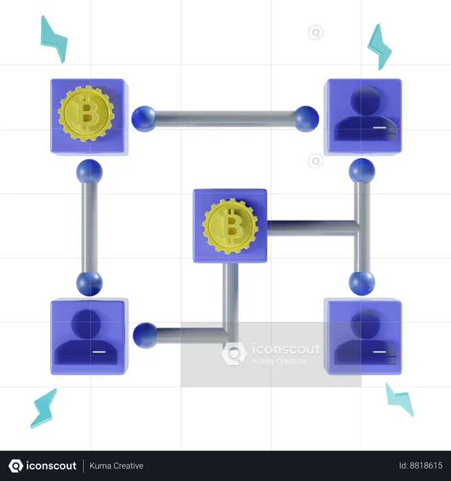 Cadena de bloques  3D Icon