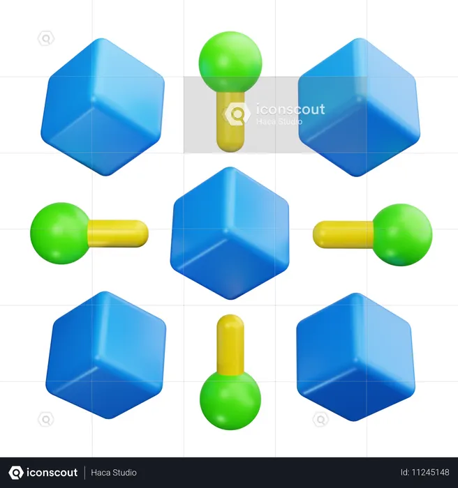 Cadena de bloques  3D Icon