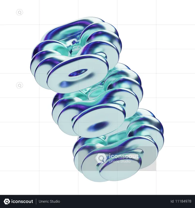 Cadena de cuentas en cascada abstracta cromática  3D Icon