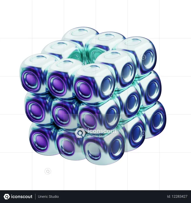 Cadena de cuentas en cascada abstracta cromática  3D Icon