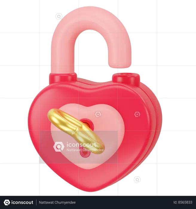 Cadenas ouvert en forme de coeur  3D Icon