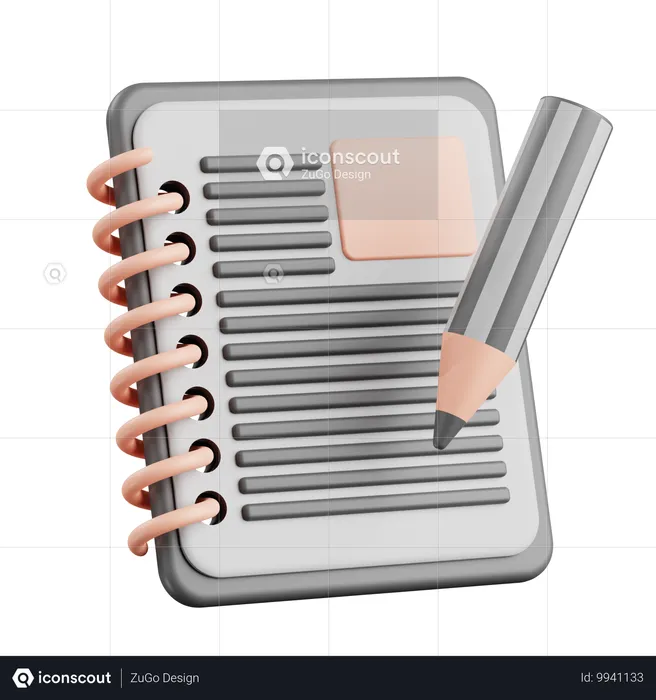 Caderno com lápis  3D Icon