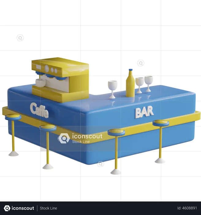 Cafe Bar  3D Illustration