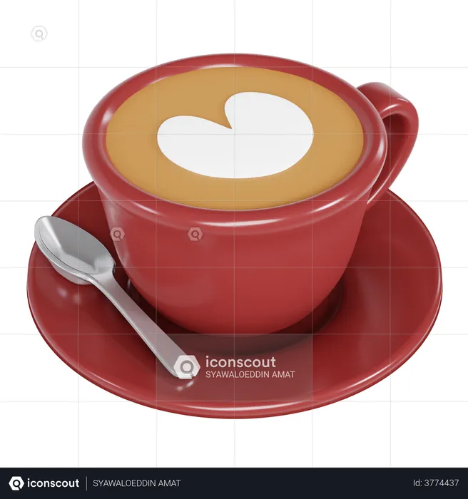 Café com leite na xícara  3D Illustration