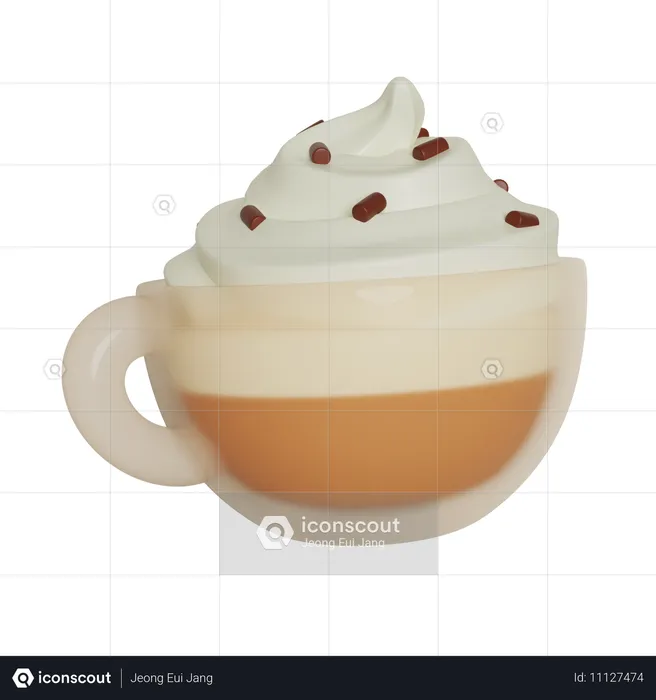 Café com leite em um copo  3D Icon