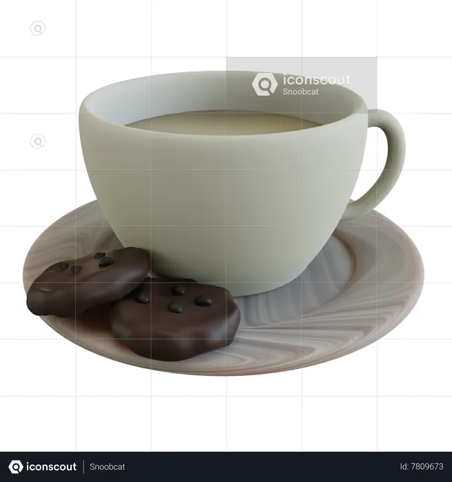 Café dans une tasse avec des biscuits  3D Icon