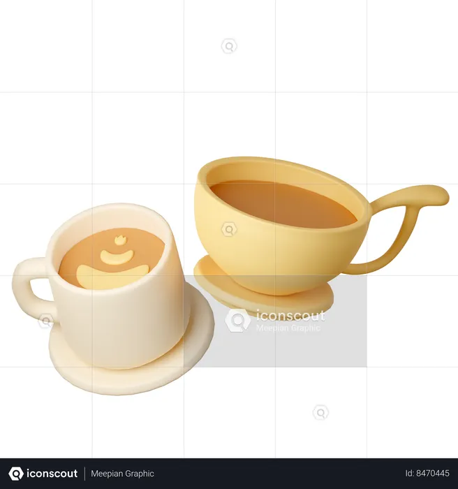 Arte com café com leite  3D Icon