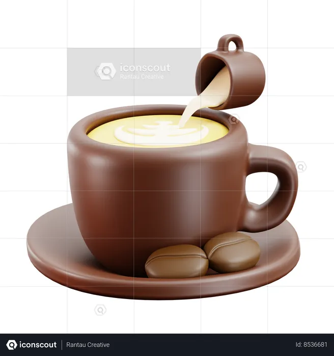 Arte del café con leche  3D Icon