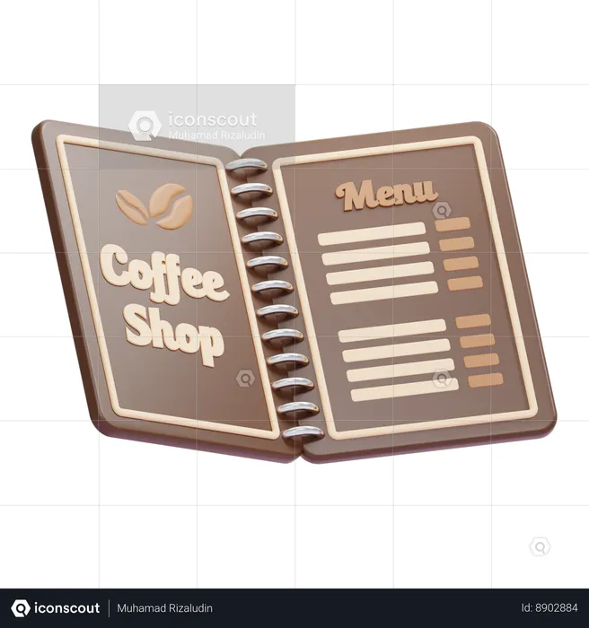 Menu de livre de café  3D Icon