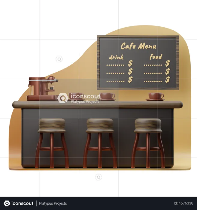 Cafe Sittings  3D Illustration