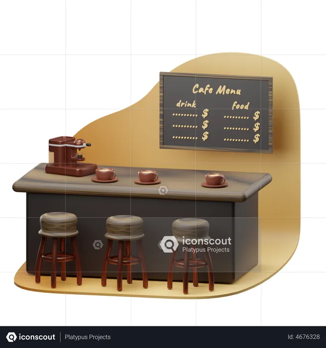 Café-Sitzungen  3D Illustration