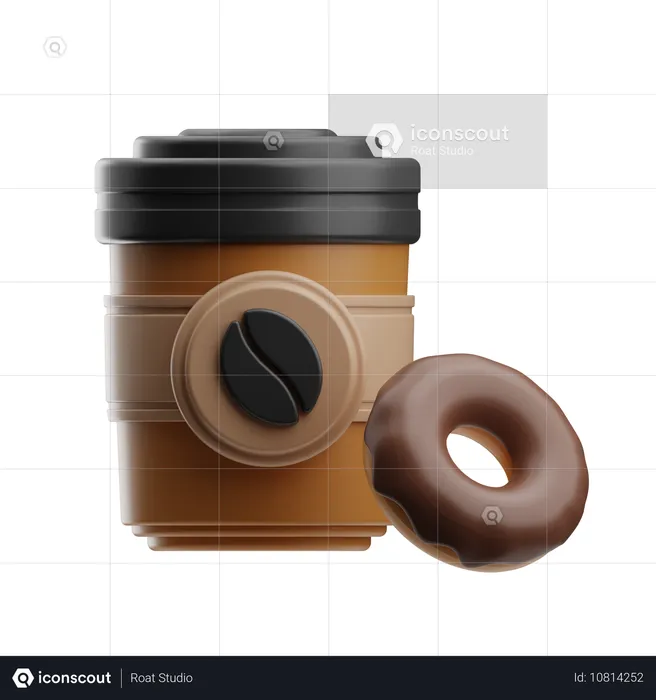 Cafe y donas  3D Icon