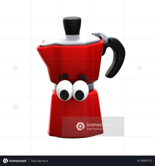 Dibujos animados de cafetera  3D Icon