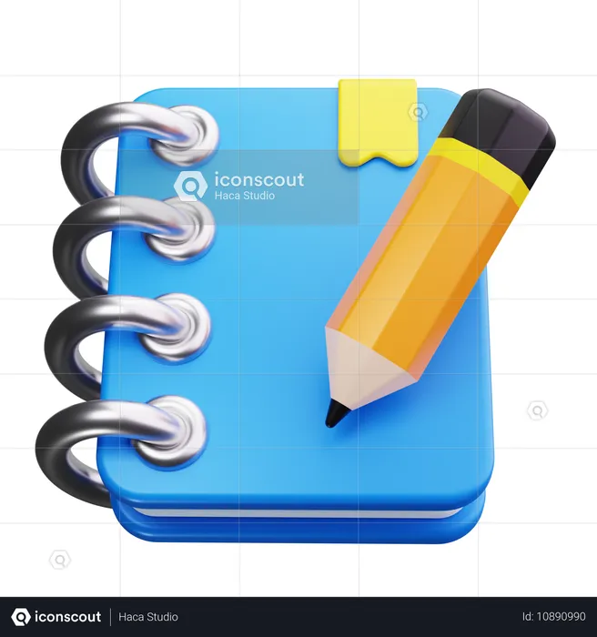 Cahier et crayon  3D Icon