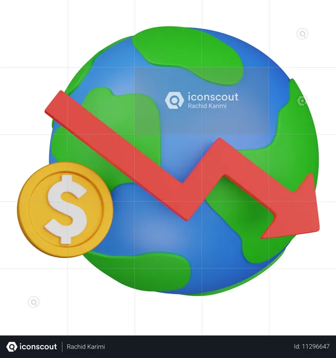 Caída de la economía mundial  3D Icon