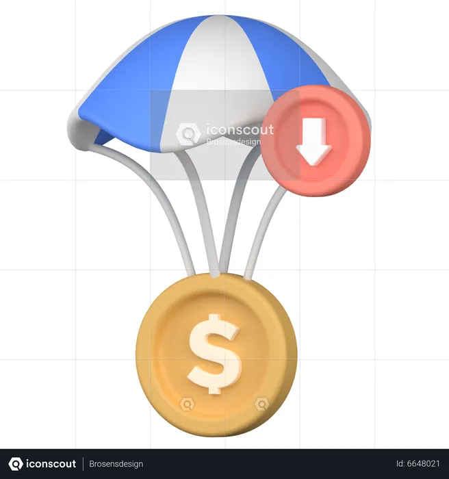 Caída del valor del dólar  3D Icon