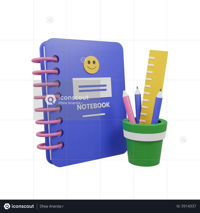 Caixa de caderno e lápis  3D Icon