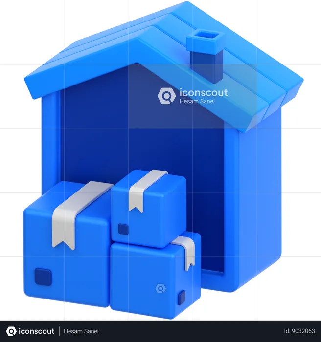 Caixa com casa  3D Icon