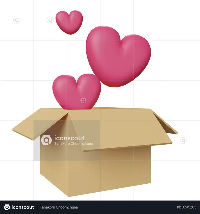 Caixa de coração  3D Icon