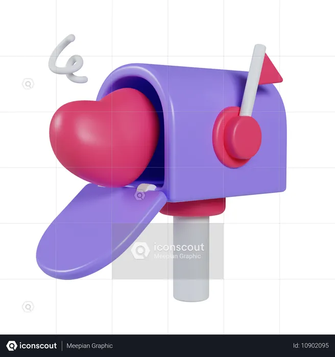 Caixa de correio com coração  3D Icon