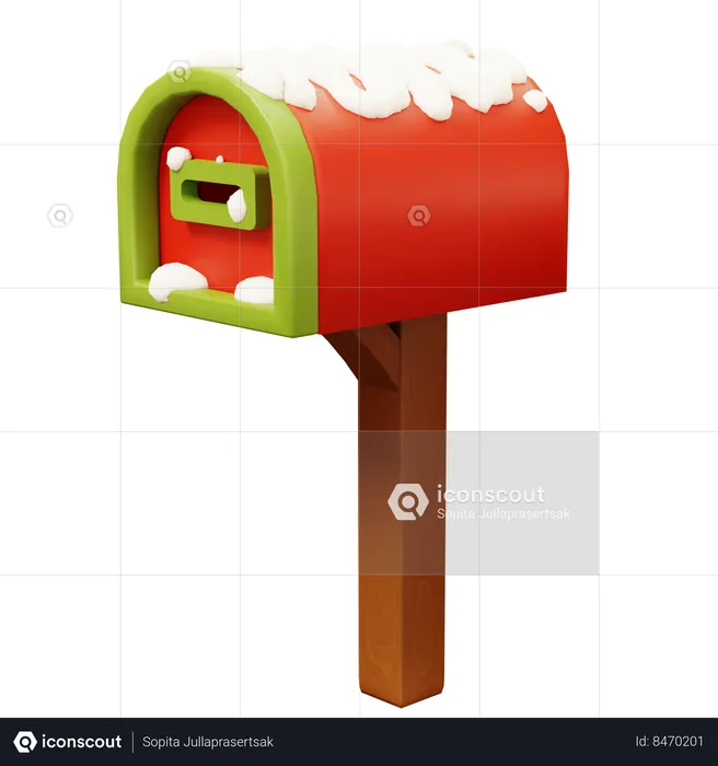 Caixa de correio com neve  3D Icon