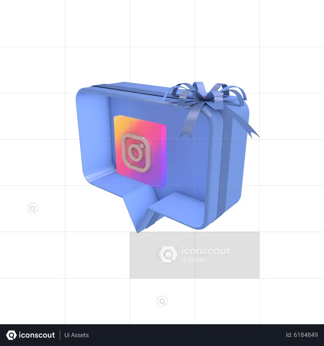 Caixa de presente social com instagram  3D Icon