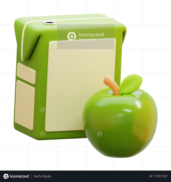 Caixa de suco de maçã verde  3D Icon