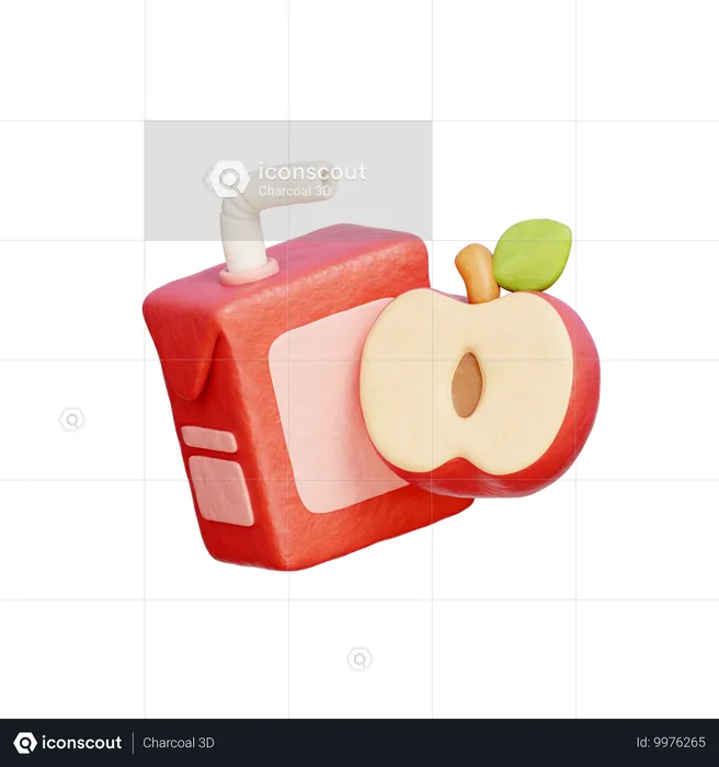 Caixa de suco de maçã vermelha  3D Icon