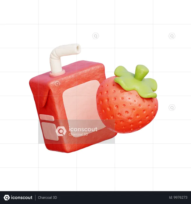 Caixa de suco de morango  3D Icon