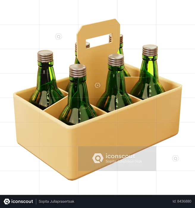 Caixa de garrafa de cerveja  3D Icon