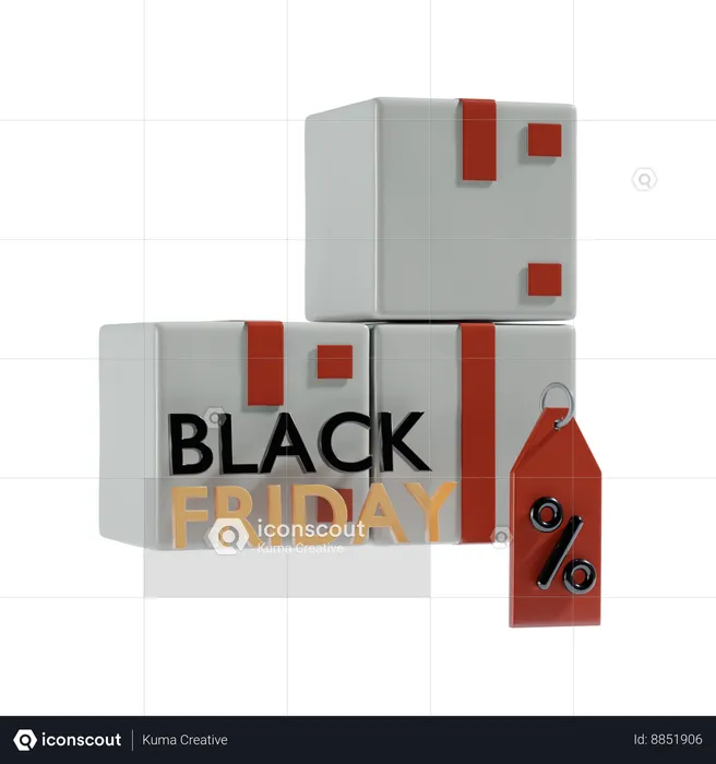 Caixas de compras de sexta-feira negra  3D Illustration