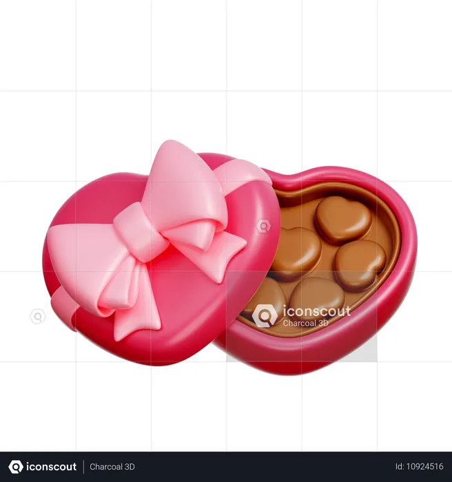 Caja de chocolate con forma de corazón  3D Icon