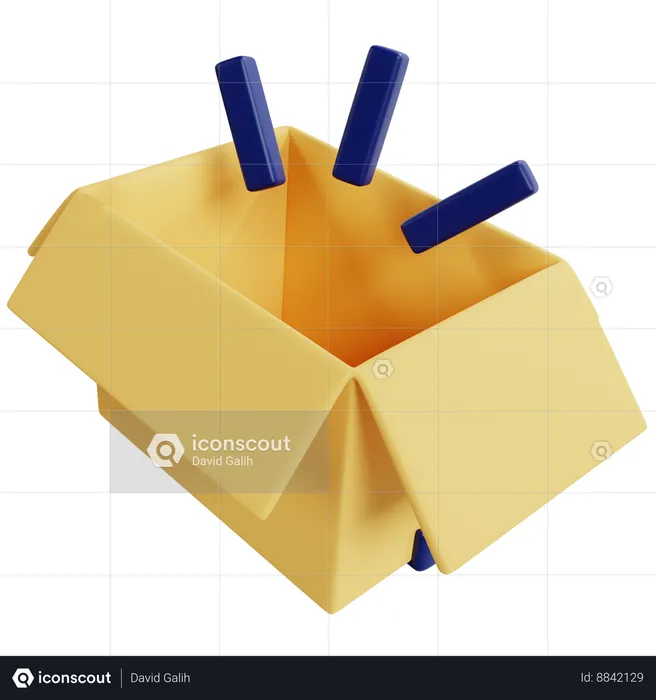 Caja de almacenamiento amarilla vacía  3D Icon