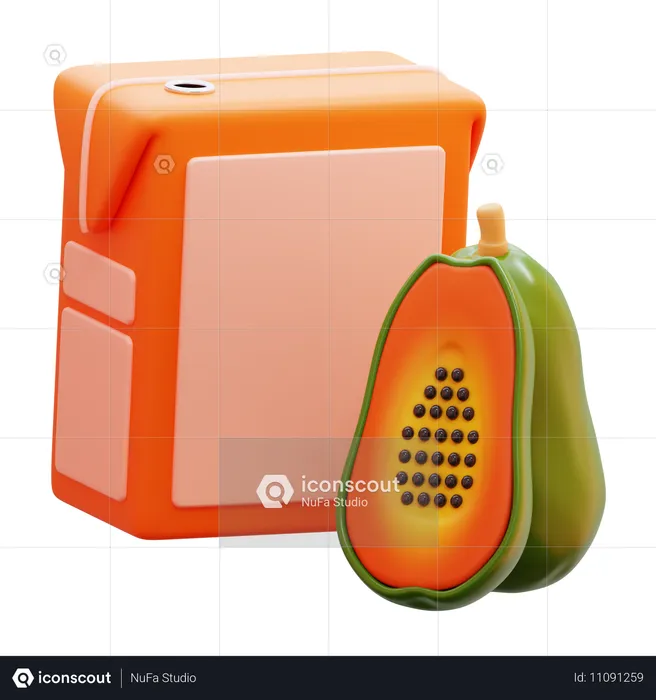 Caja de jugo de papaya  3D Icon