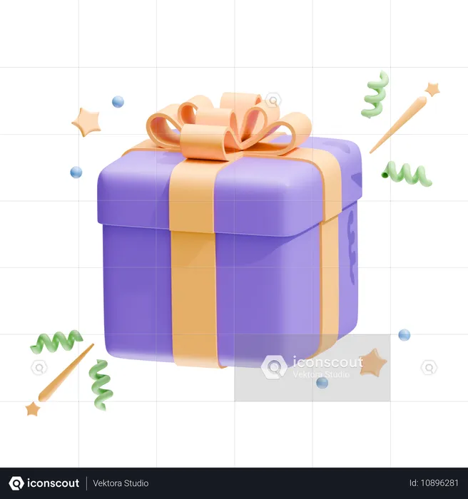 Caja de regalo con cinta  3D Icon