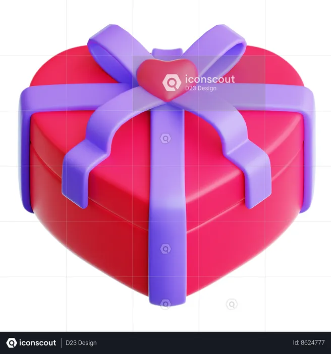 Caja de regalo de corazón  3D Icon