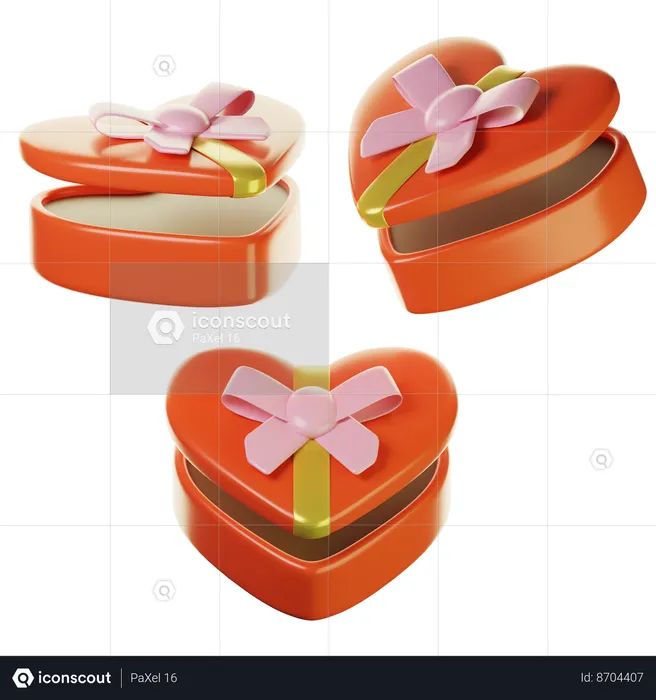 Caja de regalo de corazón  3D Icon