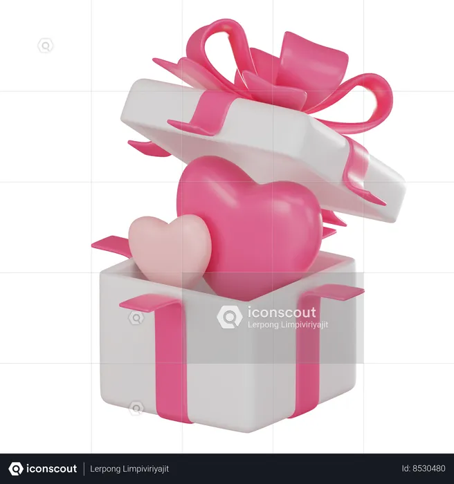 Caja de regalo de amor  3D Icon