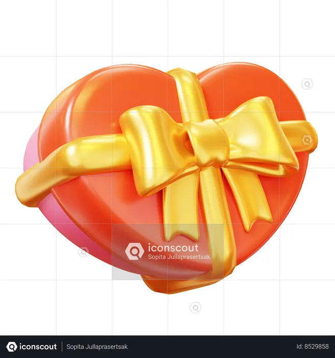 Caja de regalo de amor  3D Icon