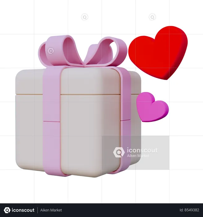 Caja de regalo de amor  3D Icon