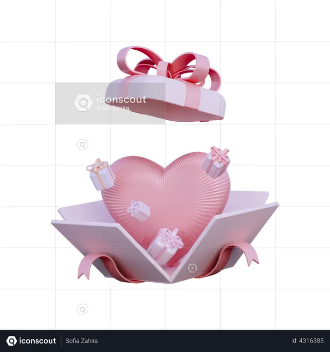 Caja de regalo de amor  3D Illustration