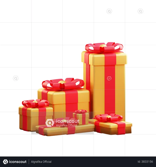 Caja de regalo dorada de navidad  3D Illustration