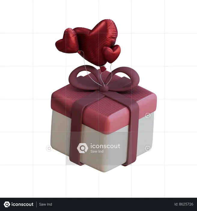 Caja de regalo amor  3D Icon