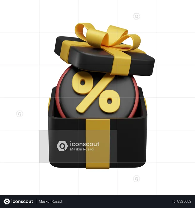 Descuento en caja de regalo  3D Icon